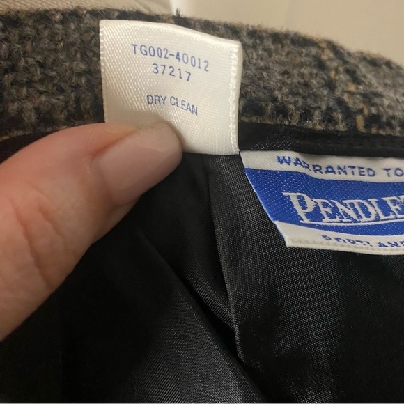 Pendleton Grey Wool Plaid Tan Black Grid Knee Length Midi Skirt size 12 - Picture 9 of 9
